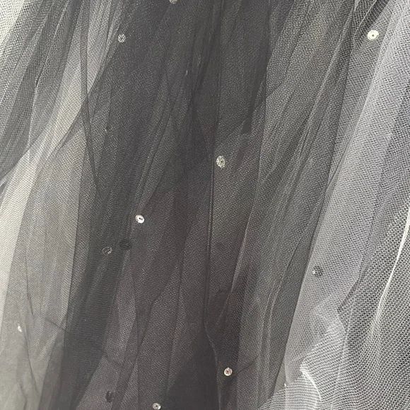 Mori Lee Black and White prom quinceañera Dress sz 9/10 tool lace sequins beauty - Picture 5 of 17